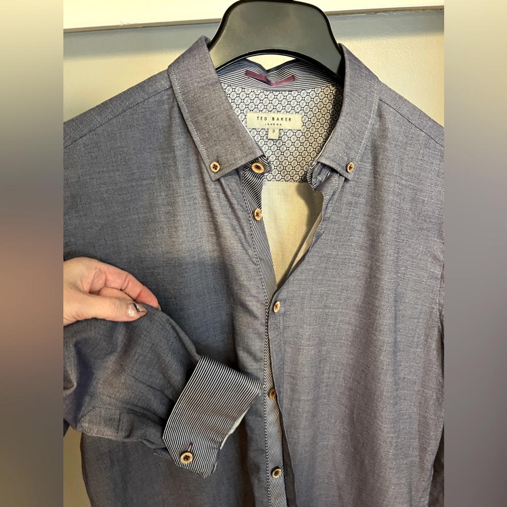 Ted baker colored blue linen shirt size 3